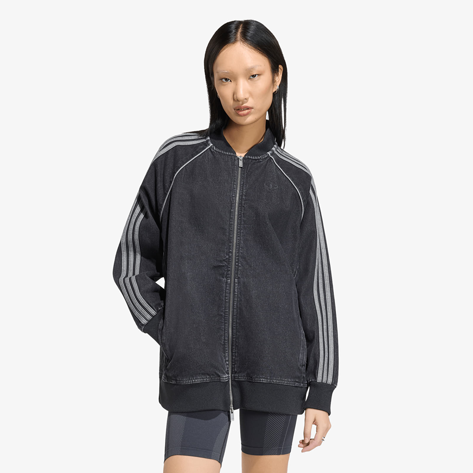 Дамски якета adidas SST Oversized Denim Tracktop True Black Denim