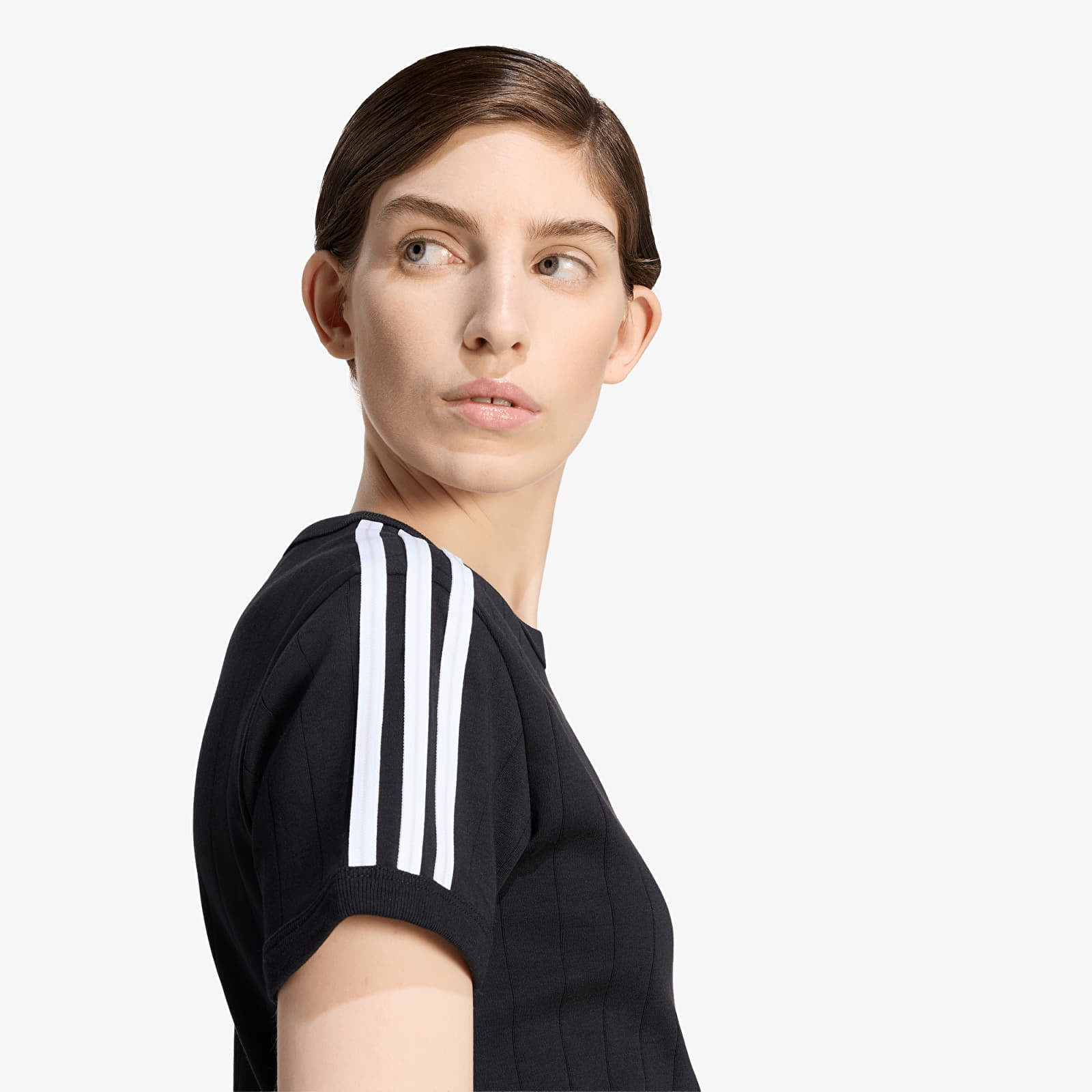 Women's T-shirts adidas Pinstripe Short Sleeve Slim Tee Black/ White/ Grey Two