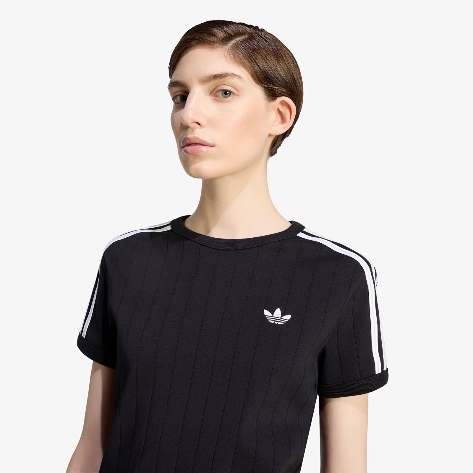 Women's T-shirts adidas Pinstripe Short Sleeve Slim Tee Black/ White/ Grey Two