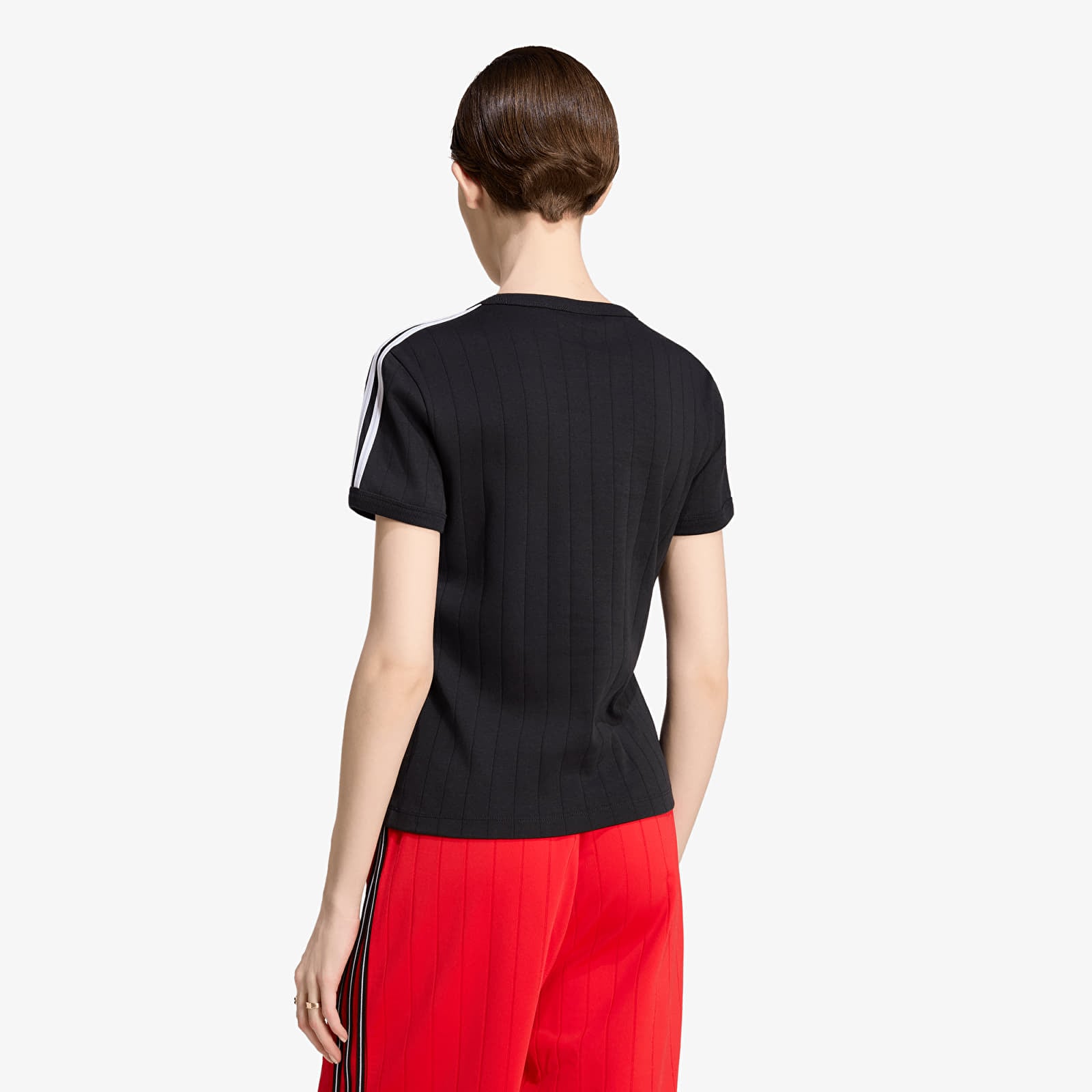 Women's T-shirts adidas Pinstripe Short Sleeve Slim Tee Black/ White/ Grey Two