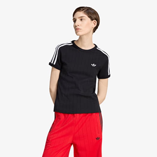 Tričko adidas Pinstripe Short Sleeve Slim Tee Black/ White/ Grey Two