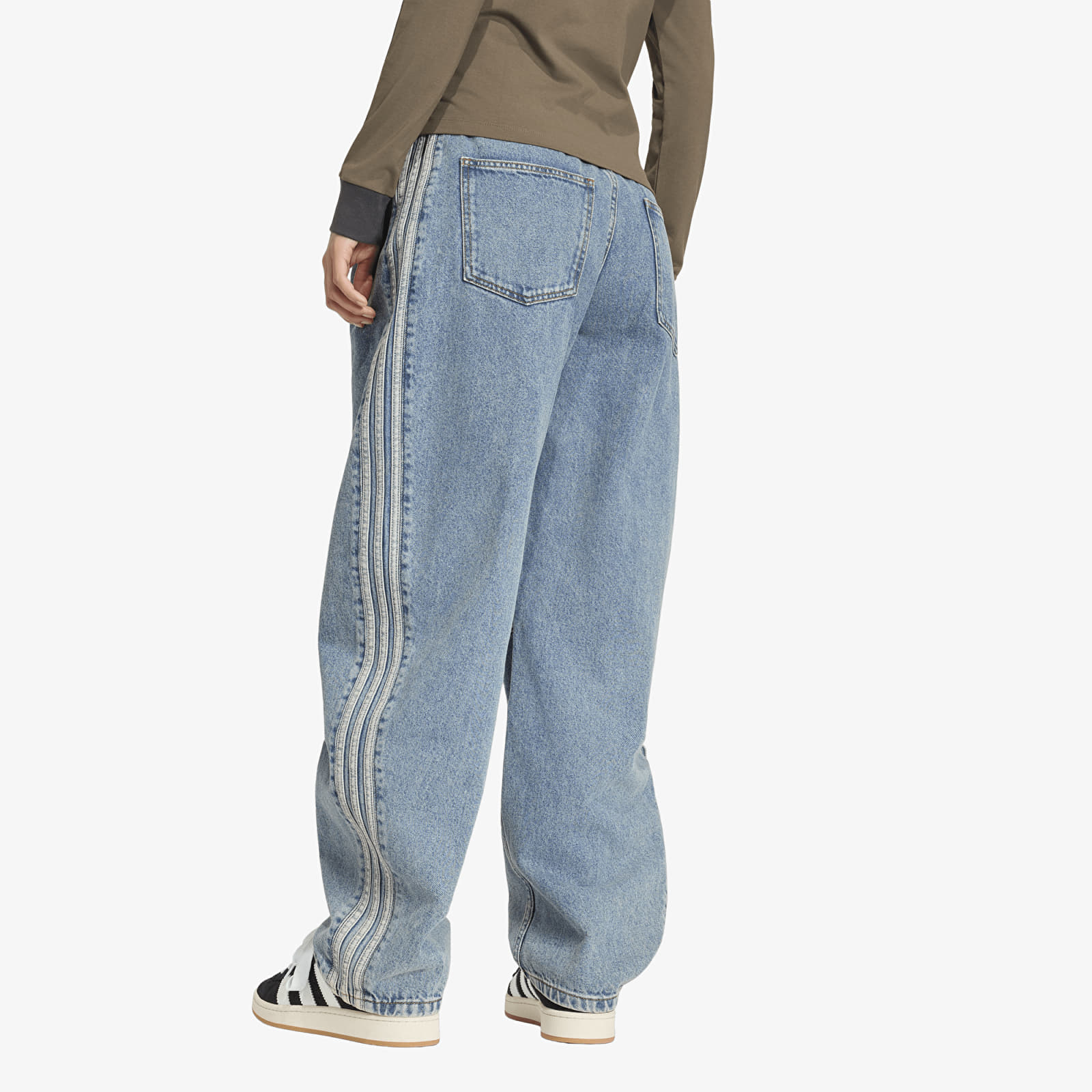 Women's Trousers adidas High Rise Barrel Leg Denim Jeans Worn Blue Denim