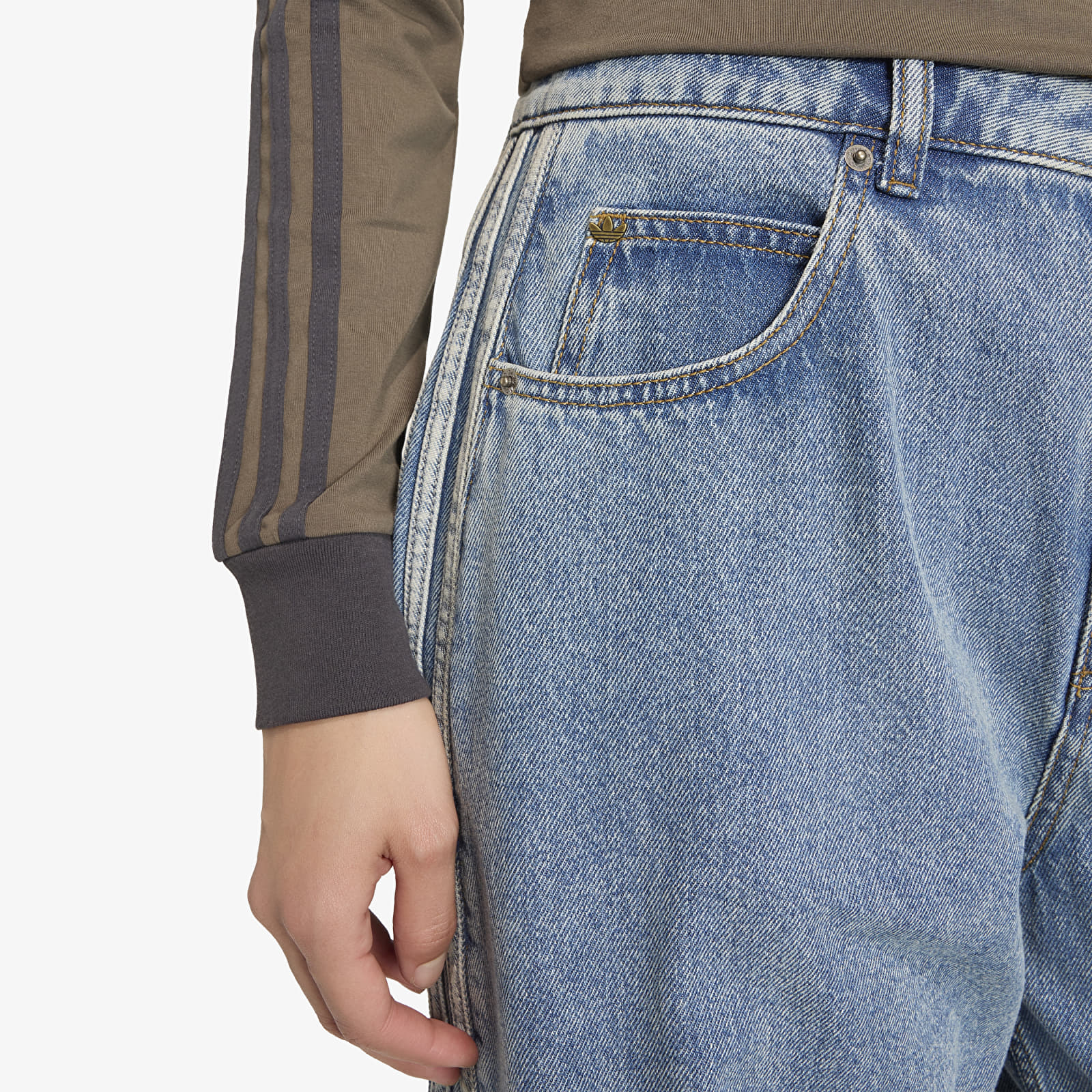 Women's Trousers adidas High Rise Barrel Leg Denim Jeans Worn Blue Denim