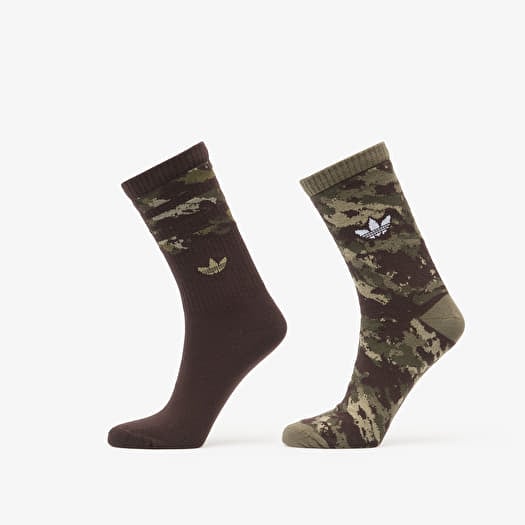 adidas Camo Crew Sock 2-Pack Olive Strata/ Aurora Coffee