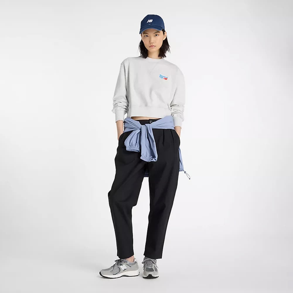 Sweats à capuche femme New Balance Athletics Premium Logo Relaxed Crop Crew Ash Heather