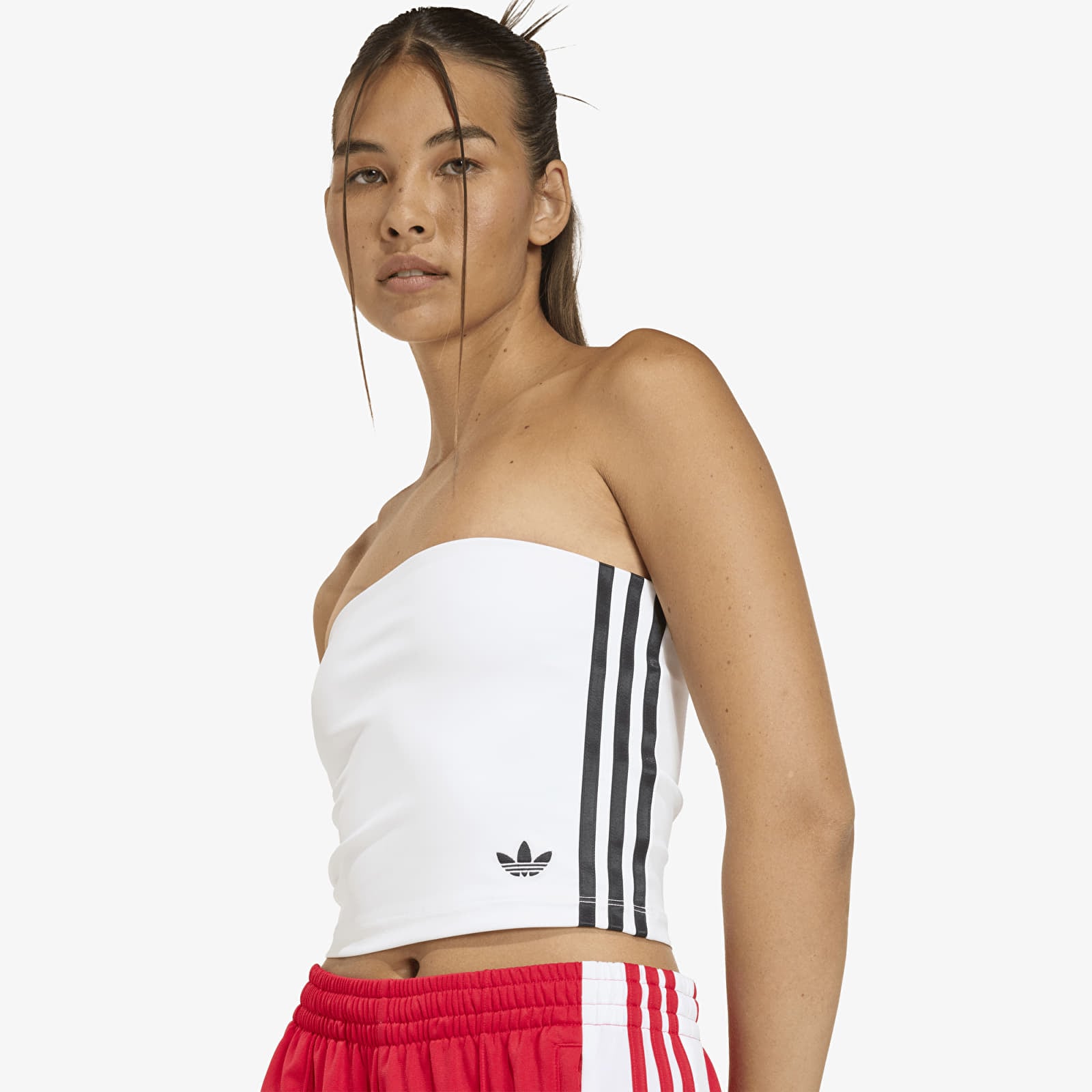 Moteriški viršutiniai drabužiai adidas 3 Stripes Tube Top White/ Black