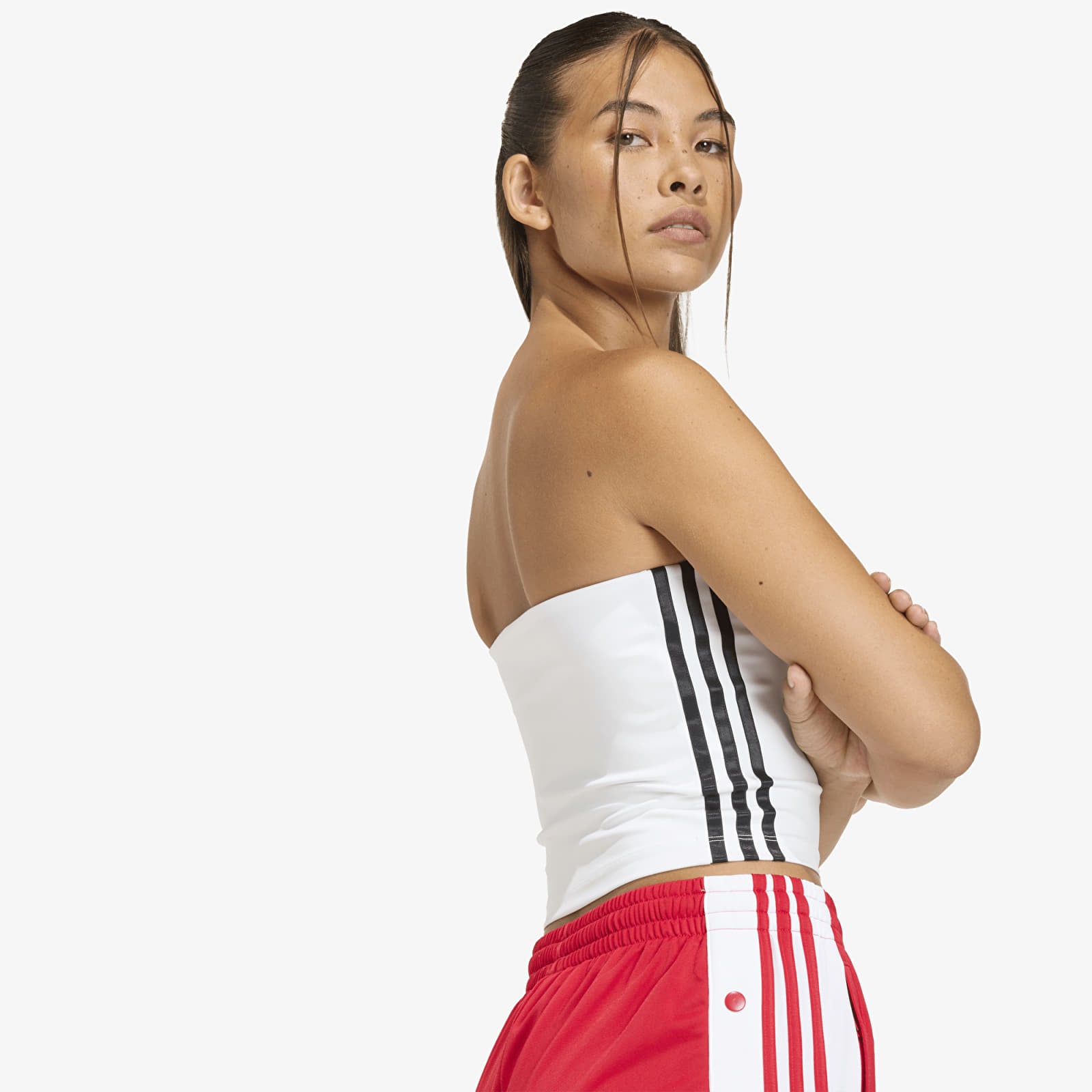 Moteriški viršutiniai drabužiai adidas 3 Stripes Tube Top White/ Black