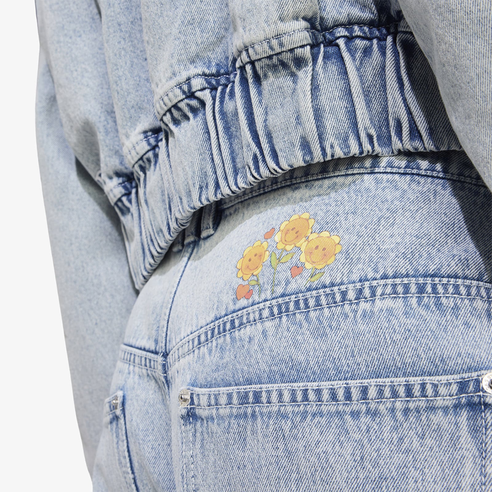 Dámske jeans adidas x Care Bears Care Bear High Rise Wide Leg Denim Pant Clear Sky