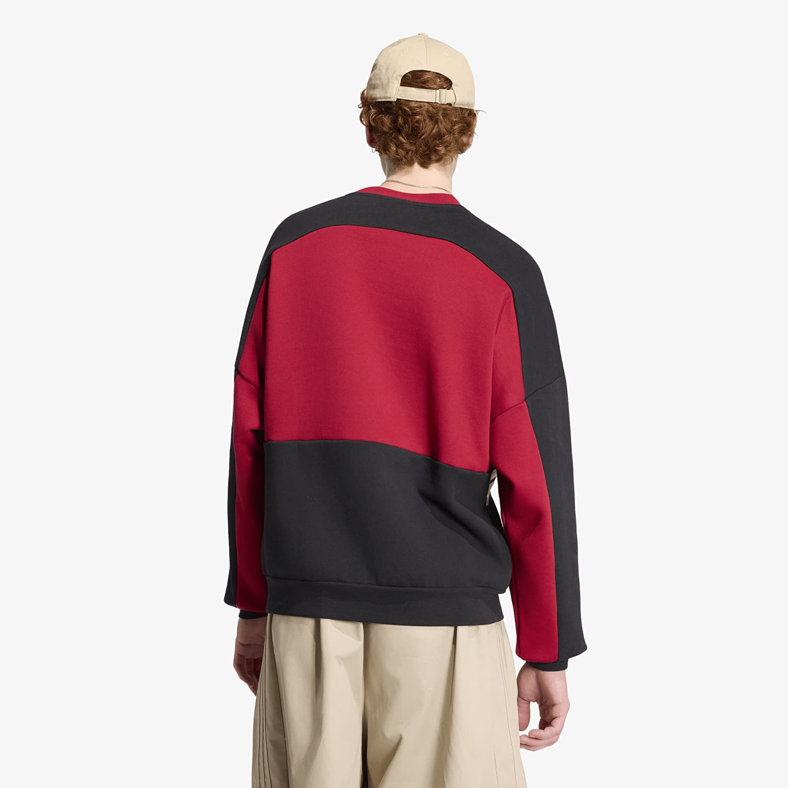 Hoodies voor heren adidas Cutline Crewneck Sweatshirt Black/ Team Victory Red