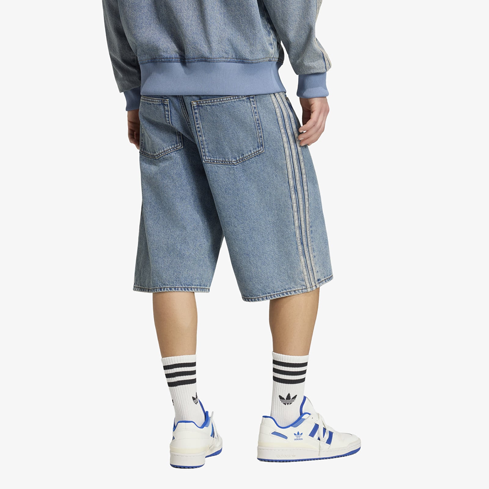 Men's shorts adidas Firebird Adicolor Denim Jorts Mid-rise Straight Leg Worn Blue Denim