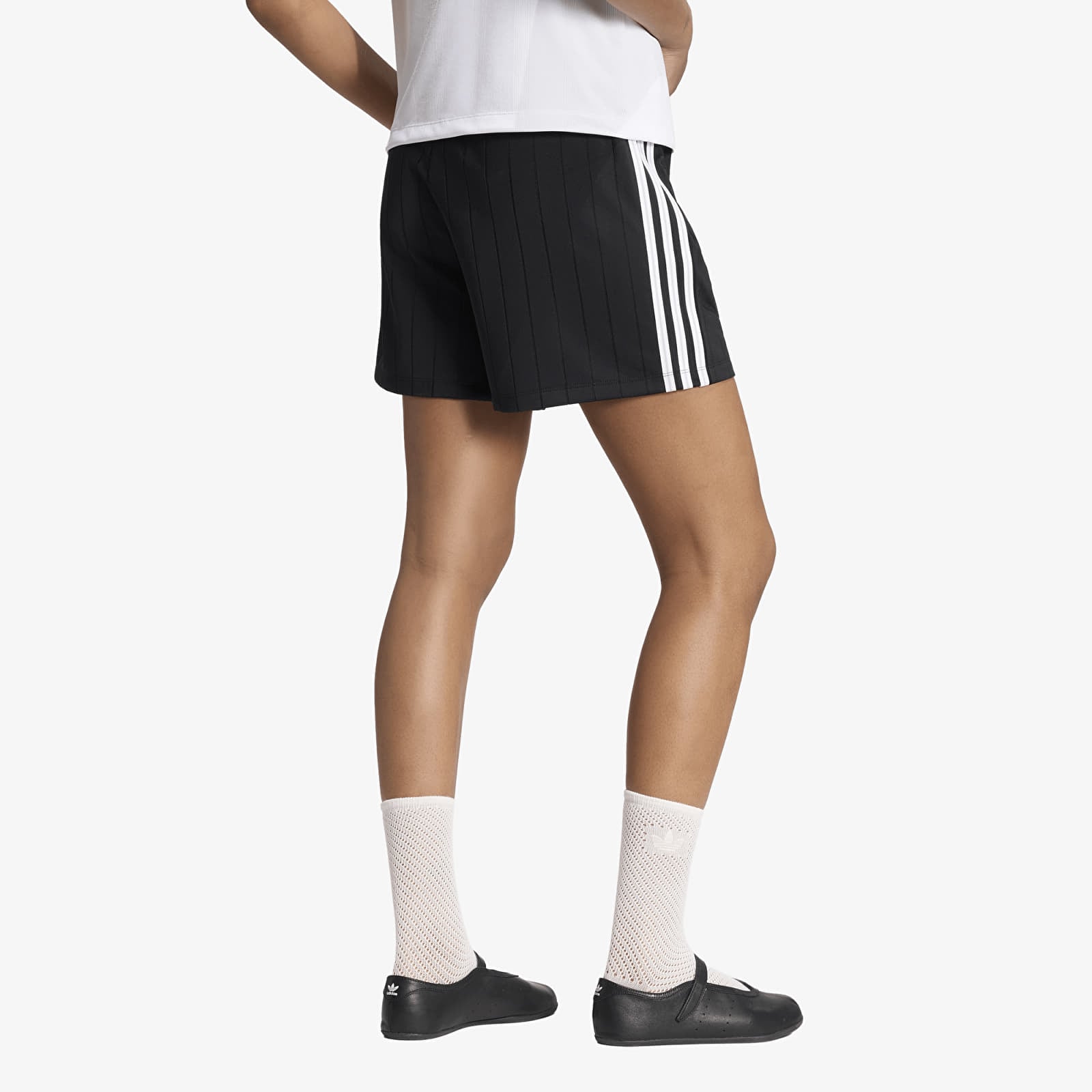Women's Shorts adidas Pinstripe Firebird Shorts Black/ White/ Grey Two