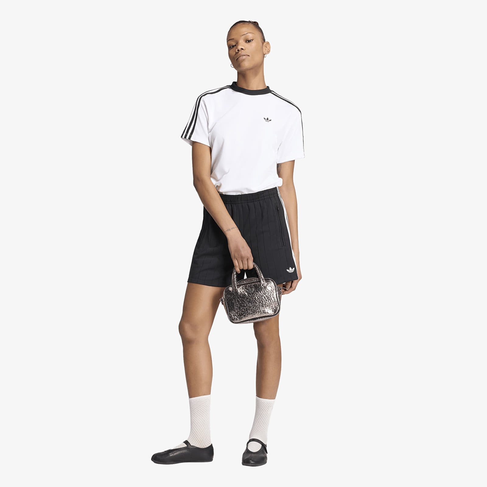 Women's Shorts adidas Pinstripe Firebird Shorts Black/ White/ Grey Two