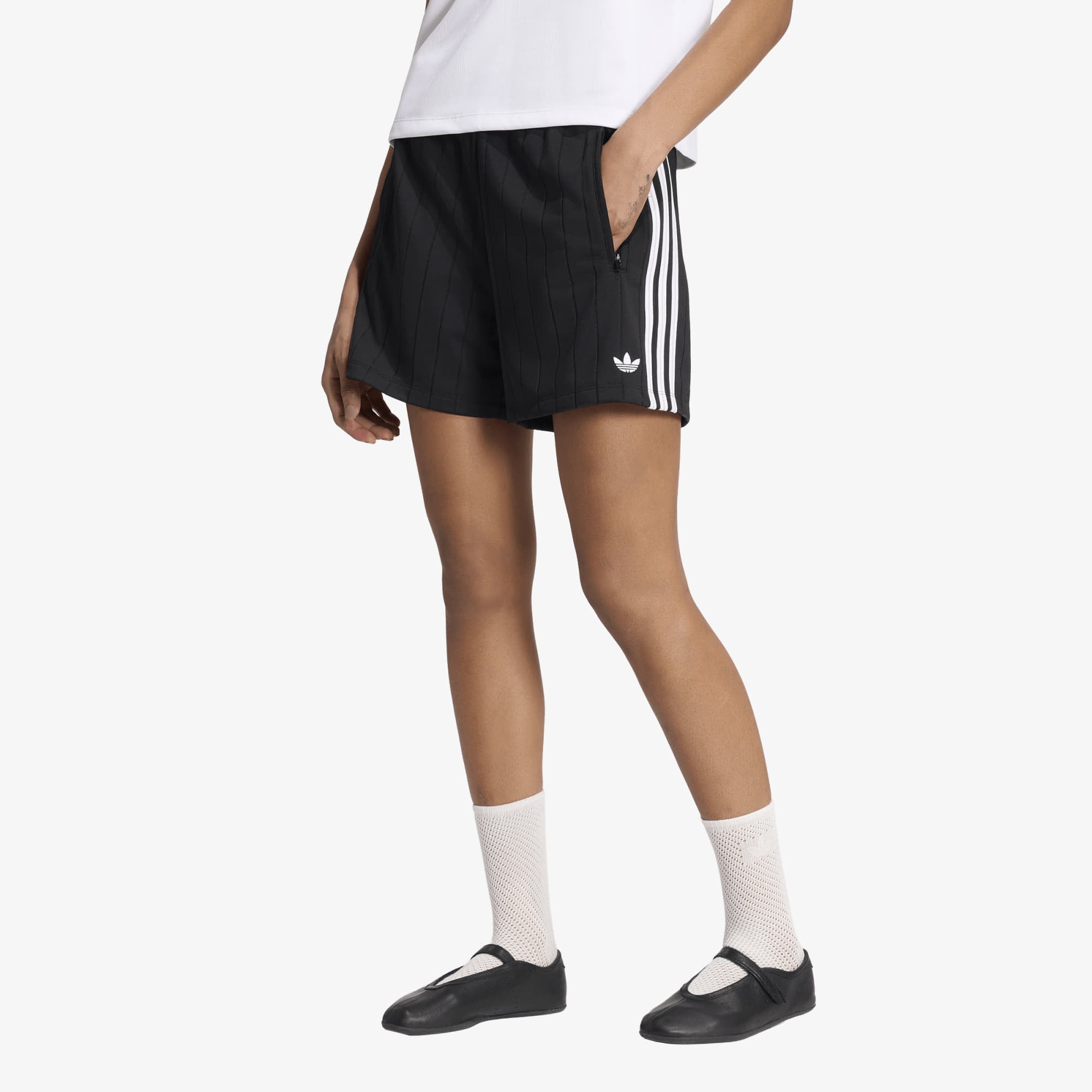 Къси панталони adidas Pinstripe Firebird Shorts Black/ White/ Grey Two S