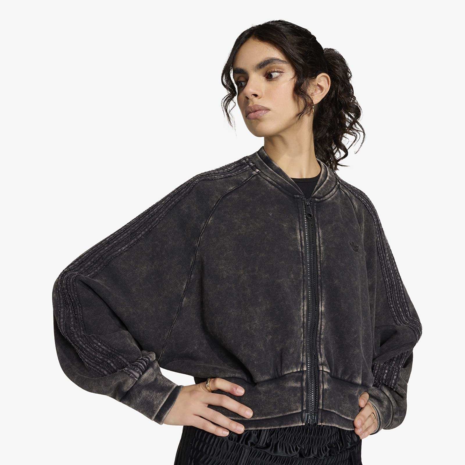 Sweats à capuche femme adidas SST Double Layered Cropped Track Top Black
