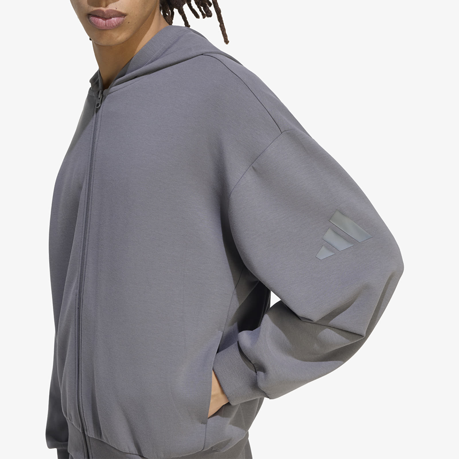 Vīriešu džemperi adidas Soft Lux Full-Zip Hoodie Grey Five