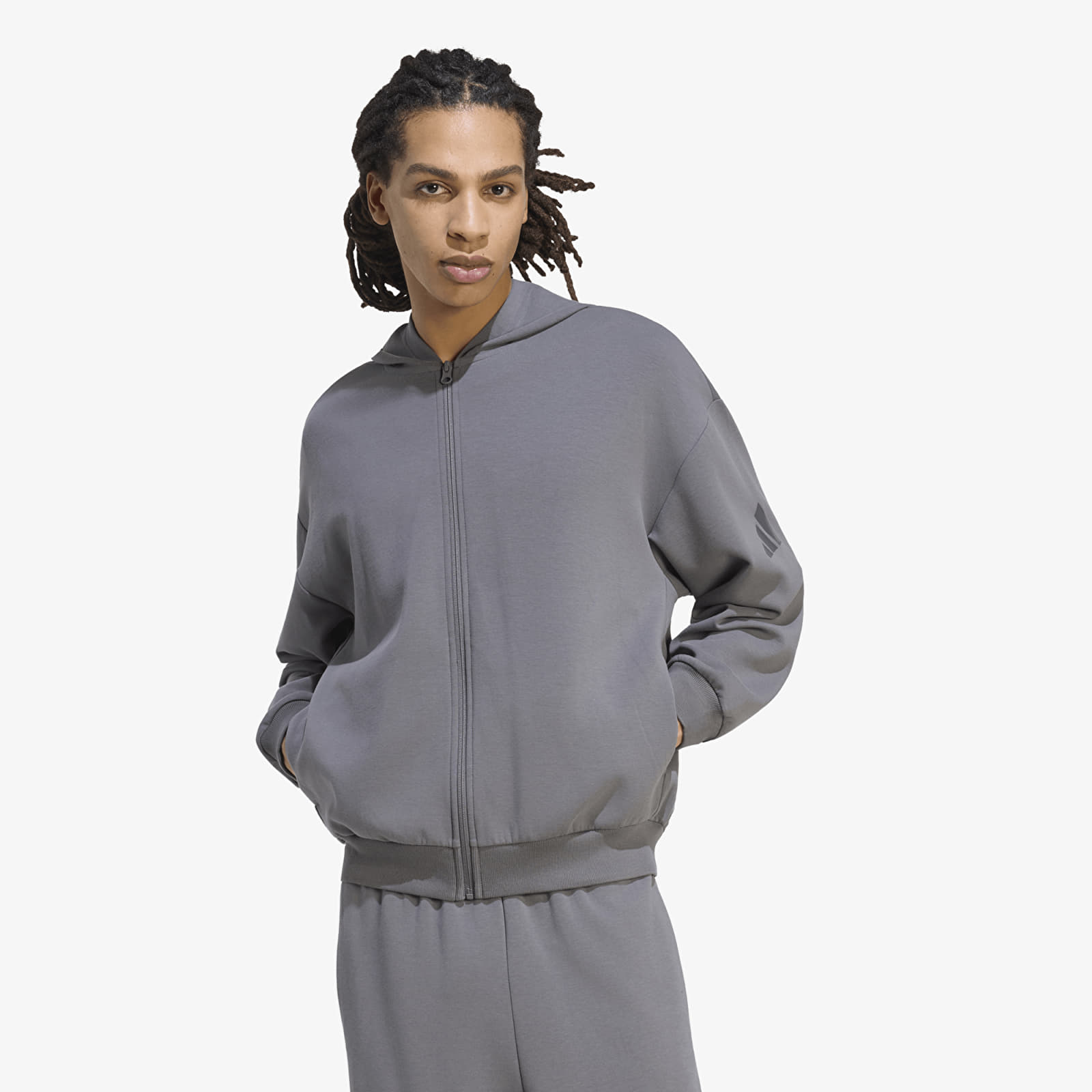 Vīriešu džemperi adidas Soft Lux Full-Zip Hoodie Grey Five