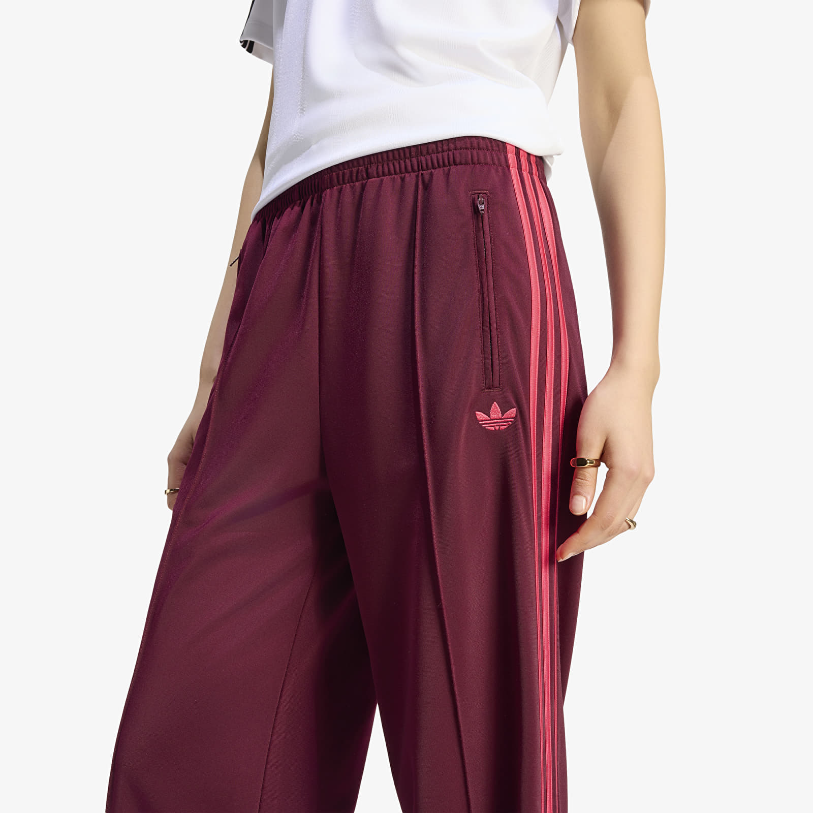 Women's Sweatpants adidas Firebird Loose Track Tracksuit Bottoms Maroon/ Power Pink