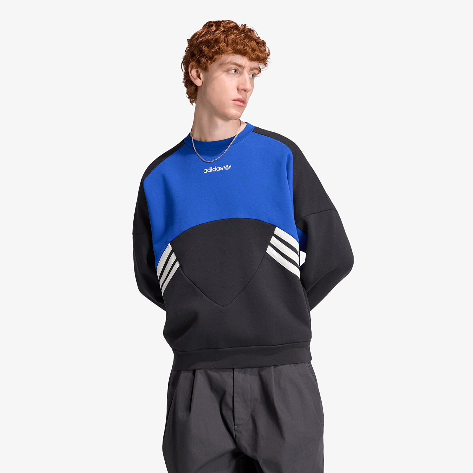 Men's sweatshirts adidas Cutline Crewneck Sweatshirt Black/ Team Royal Blue