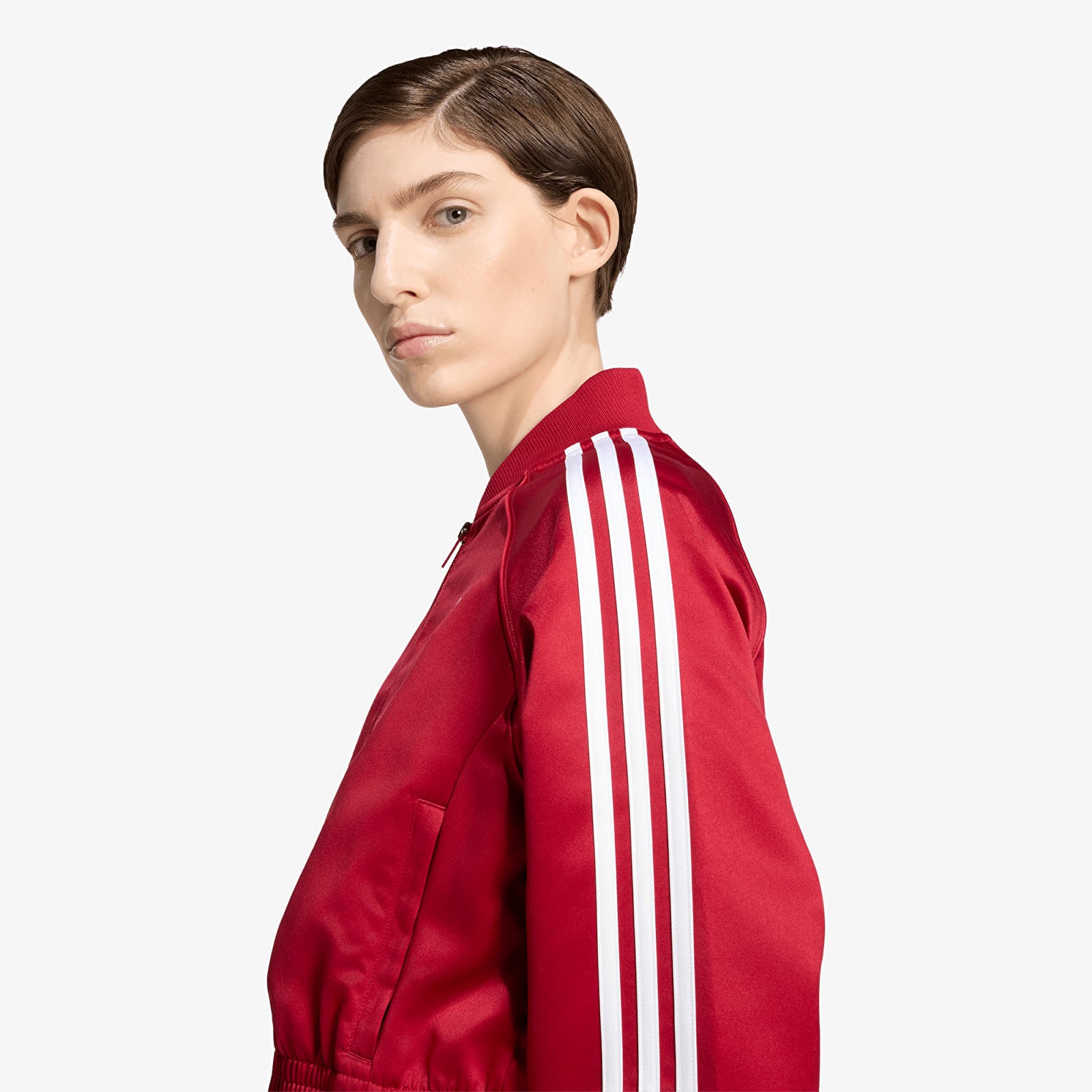 Vestes pour femmes adidas Satin Sst Jacket Team Victory Red/ White