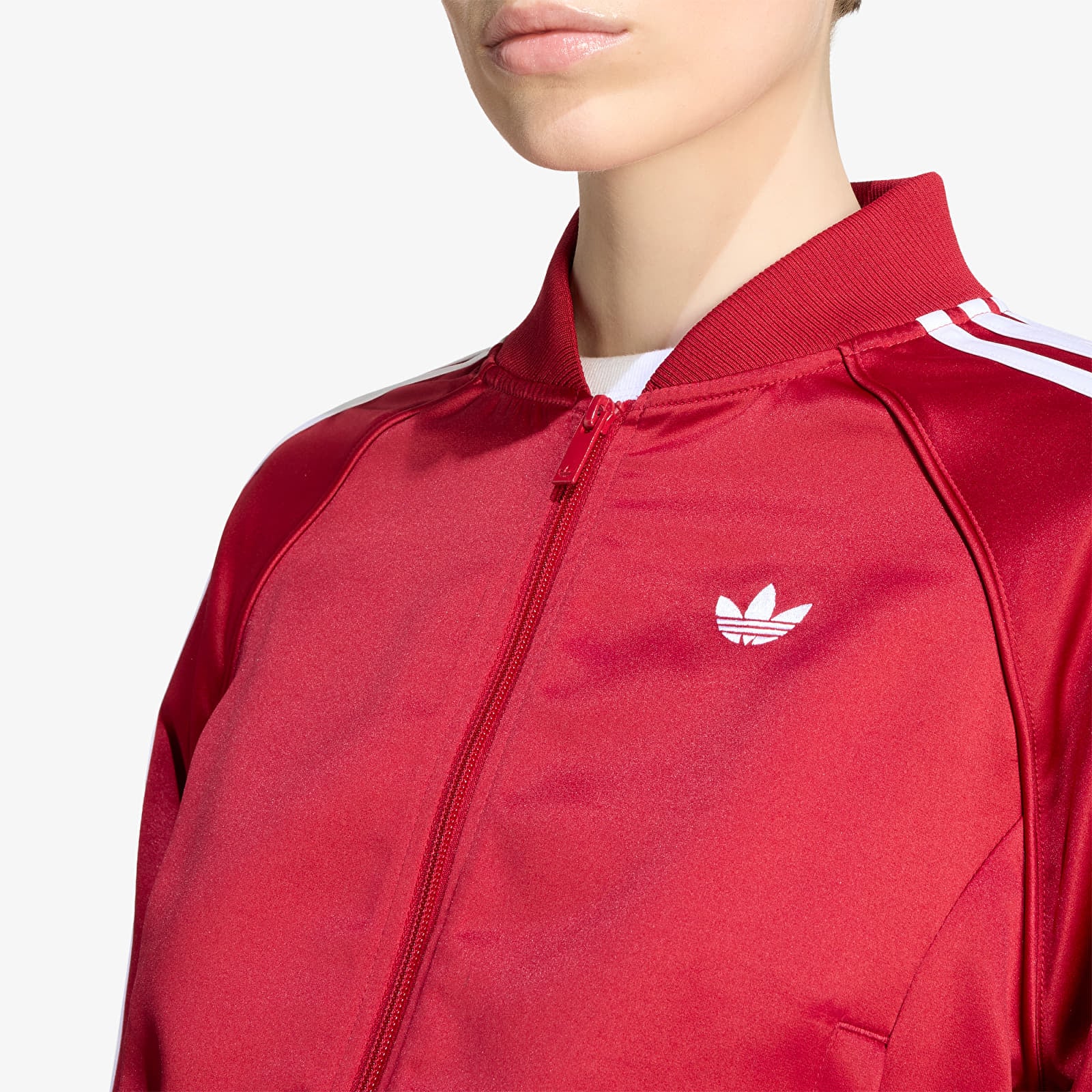 Vestes pour femmes adidas Satin Sst Jacket Team Victory Red/ White