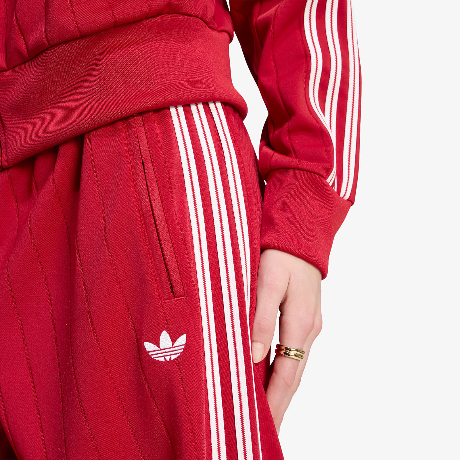 Жіночі штани adidas Pinstripe Firebird Loose Trackpant Team Victory Red/ White/ Team Victory Red