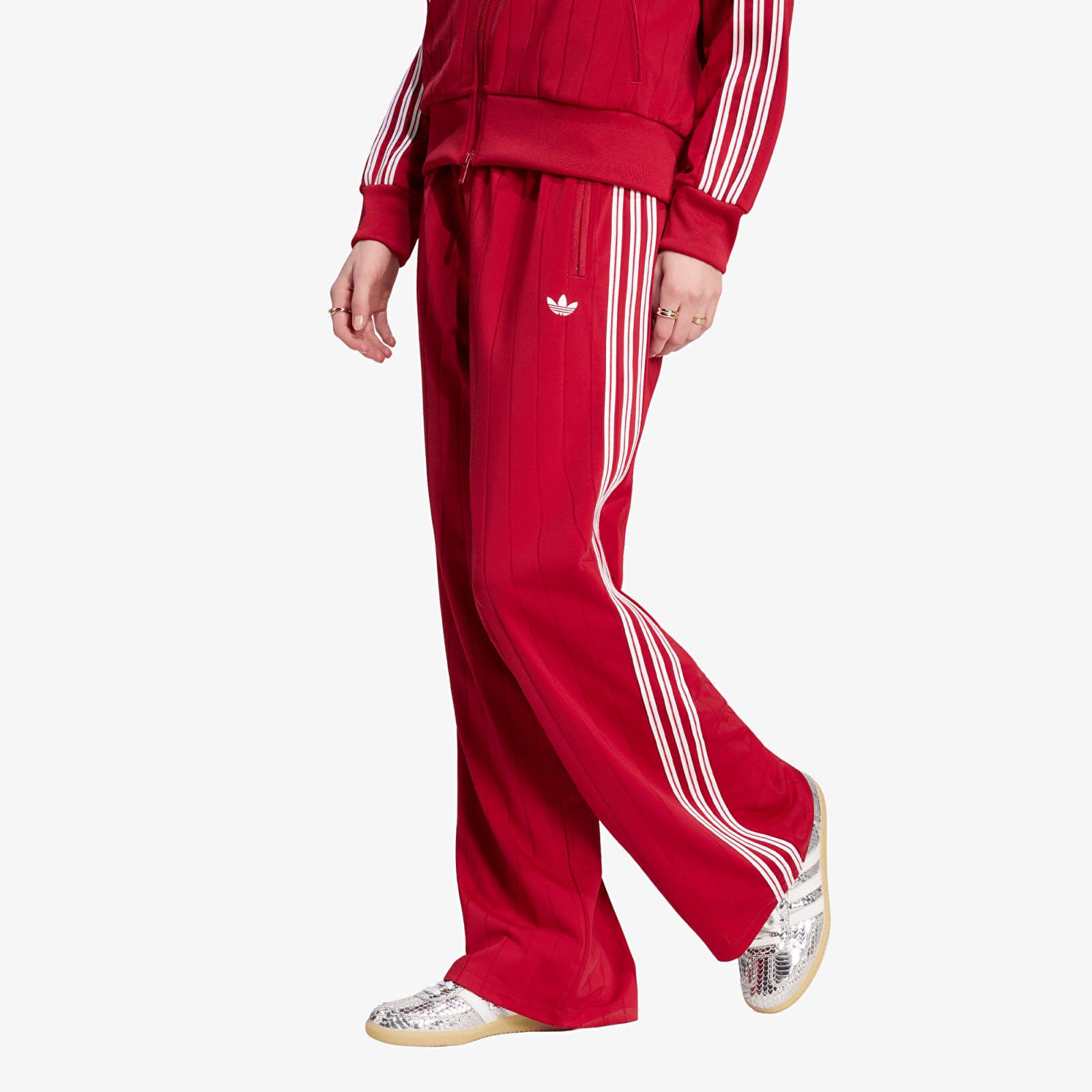 Жіночі штани adidas Pinstripe Firebird Loose Trackpant Team Victory Red/ White/ Team Victory Red