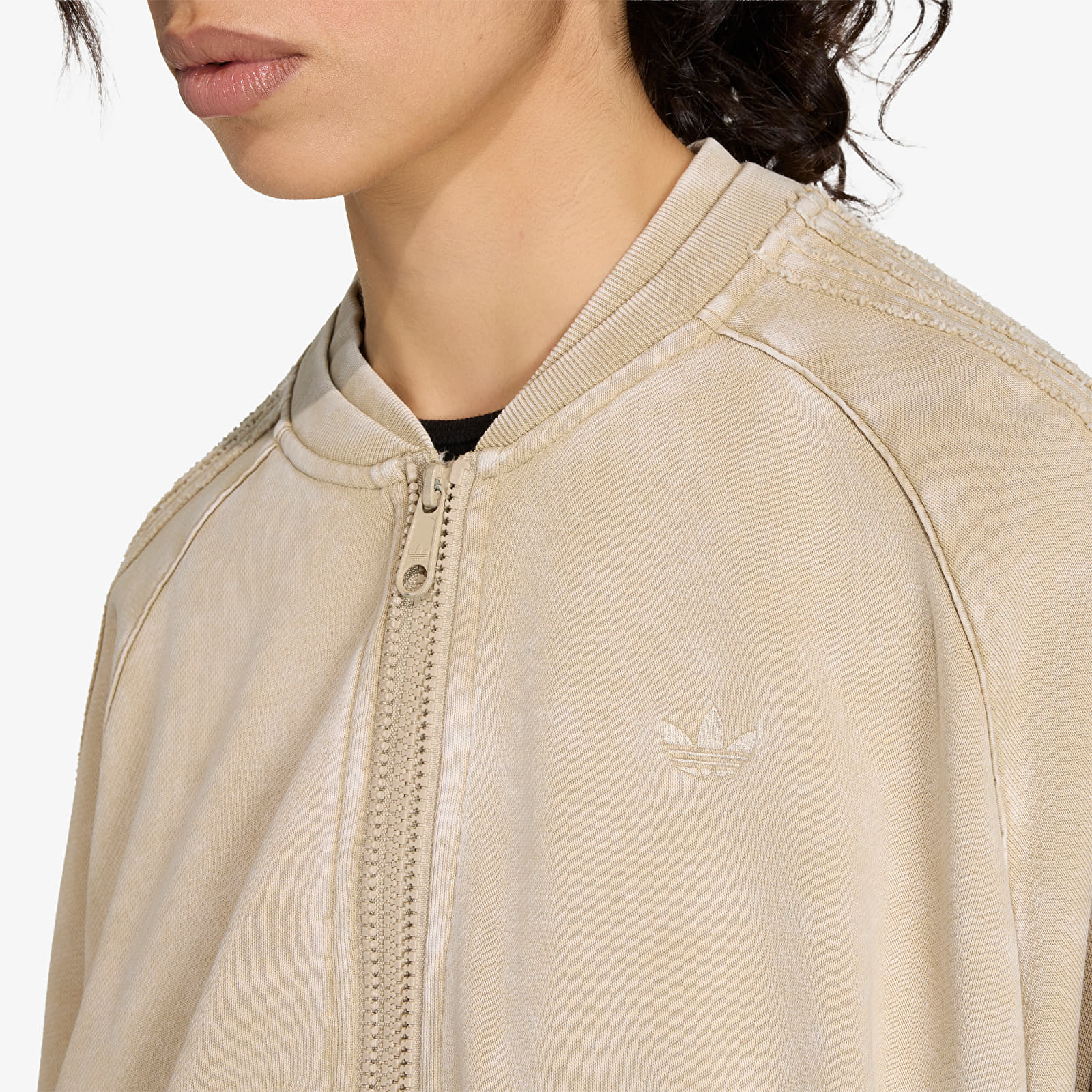 Ženske dukserice adidas Sst Double Layered Cropped Track Top Khaki Three