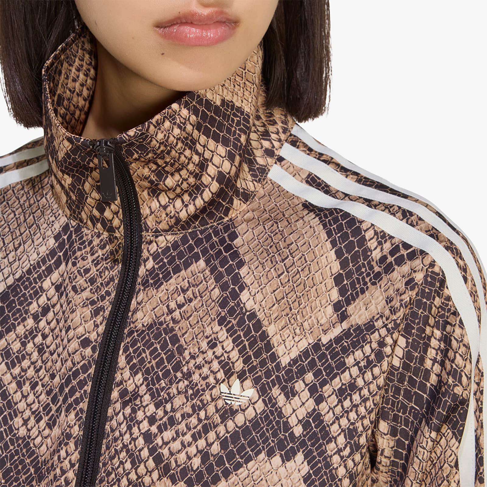 Dámské bundy adidas Satin Snake Print Firebird Track Jacket Linen/ Magic Beige