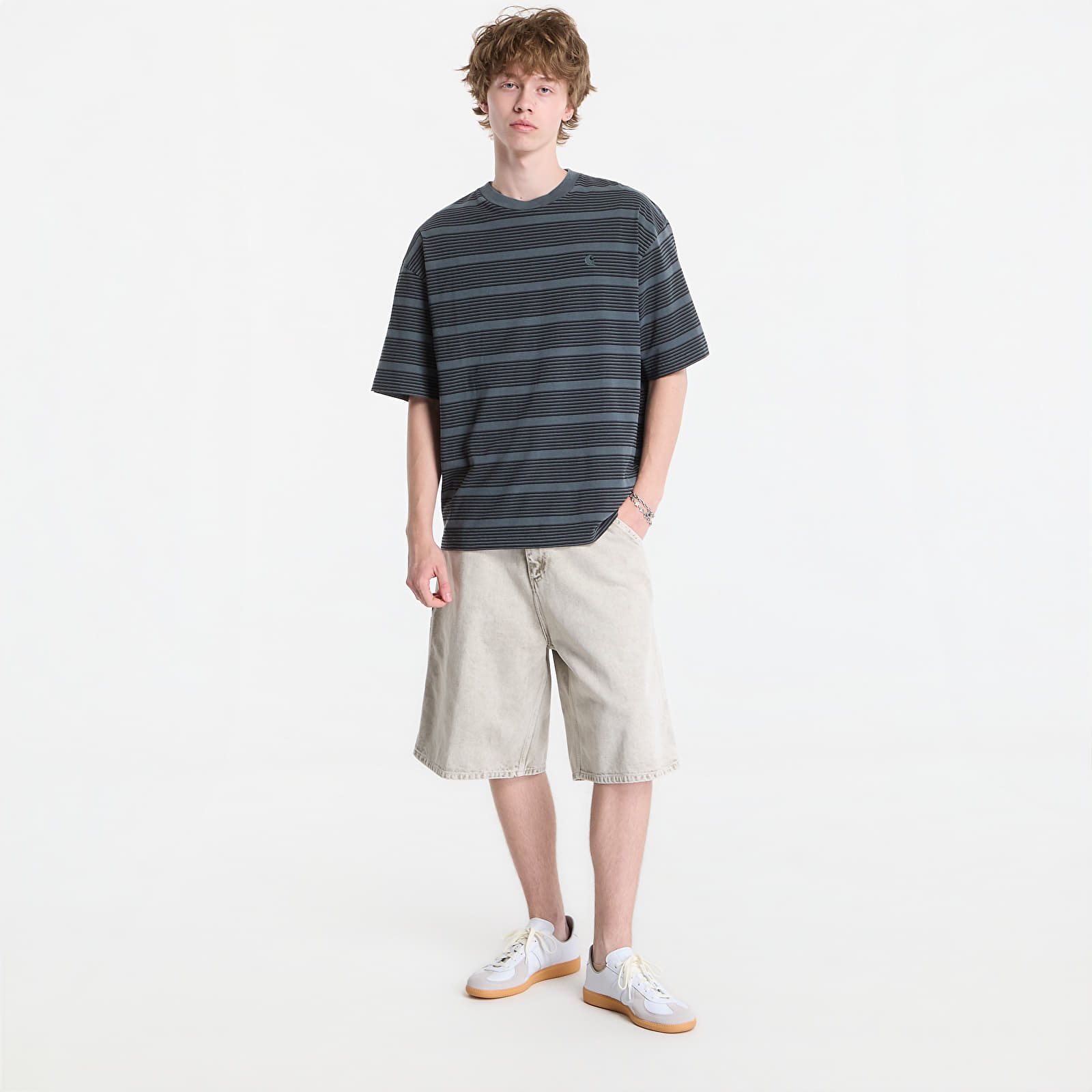 Pánská trička Carhartt WIP S/S Hanson T-Shirt UNISEX Hanson Stripe, Kale Green