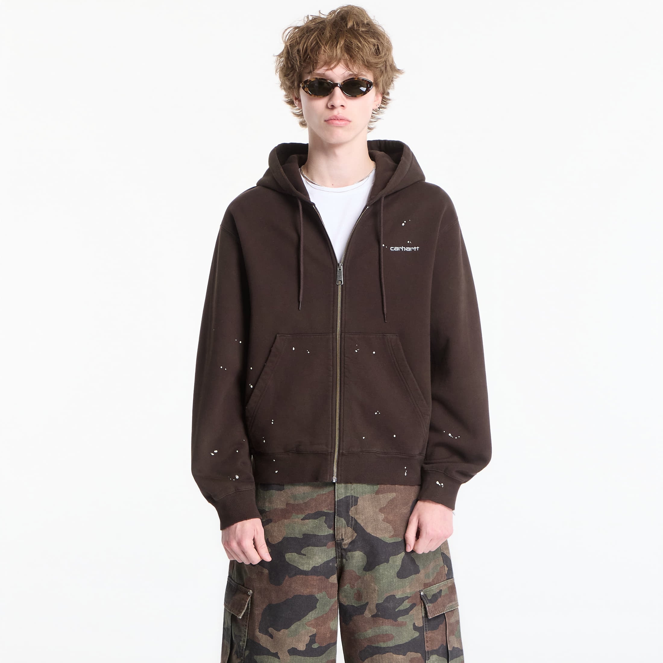 Суитшърт Carhartt WIP Hooded Painter Jacket UNISEX Tobacco Destroy Wash, Splatter S