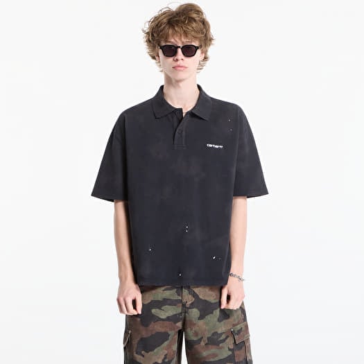 T-shirt Carhartt WIP S/S Painter Polo UNISEX Black Destroy Wash, Splatter