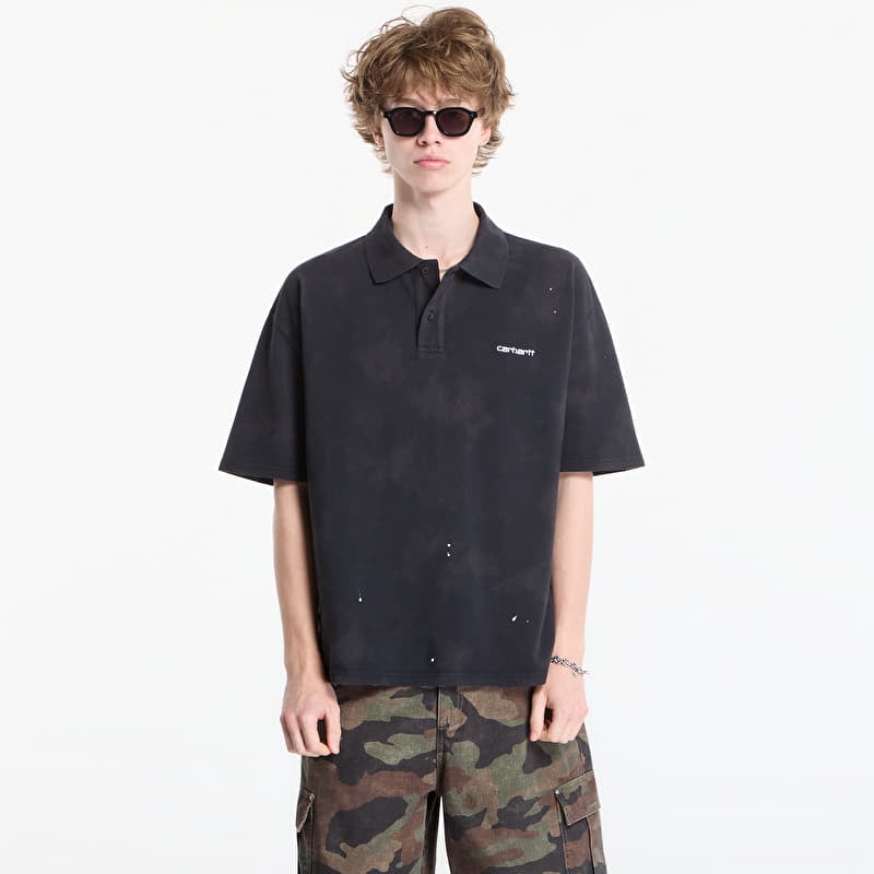 Tričko Carhartt WIP S/S Painter Polo UNISEX Black Destroy Wash, Splatter