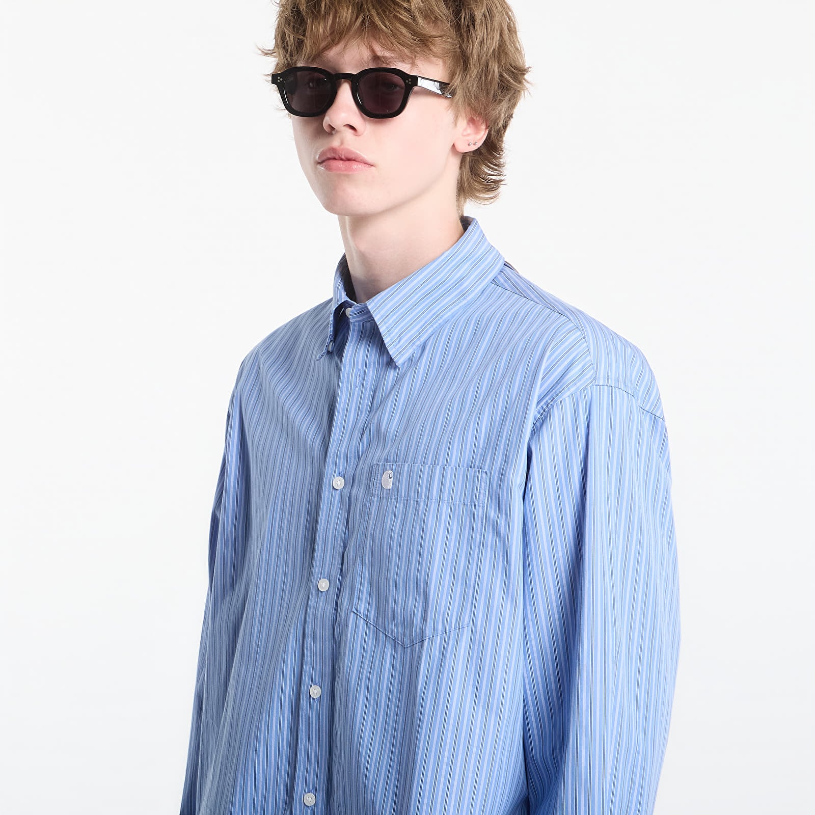 Košile Carhartt WIP L/S Keene Shirt UNISEX Keene Stripe, Curacao