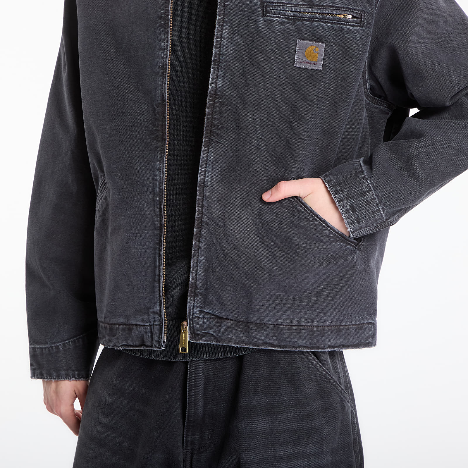 Herrenjacken Carhartt WIP OG Detroit Jacket UNISEX Black/ Black Destroy Wash