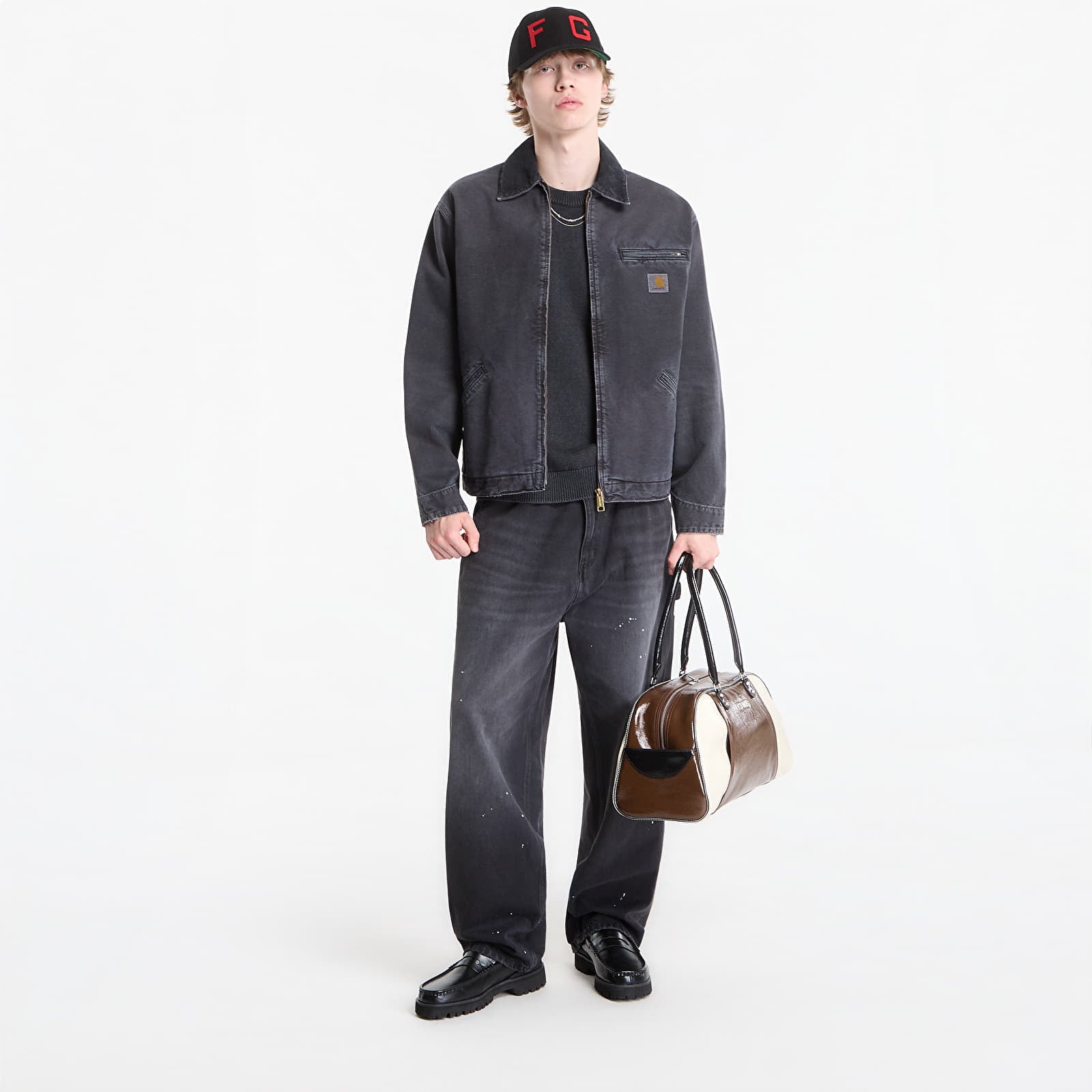 Herrenjacken Carhartt WIP OG Detroit Jacket UNISEX Black/ Black Destroy Wash