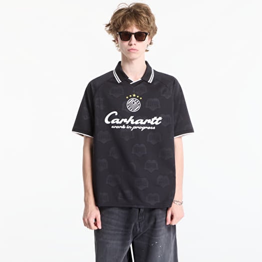 Marškinėliai Carhartt WIP S/S Terrace Football T-Shirt UNISEX Heart Train Jacquard, Black