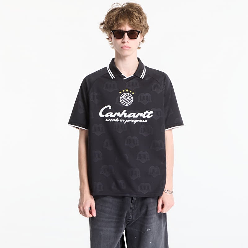 T-shirt Carhartt WIP S/S Terrace Football T-Shirt UNISEX Heart Train Jacquard, Black