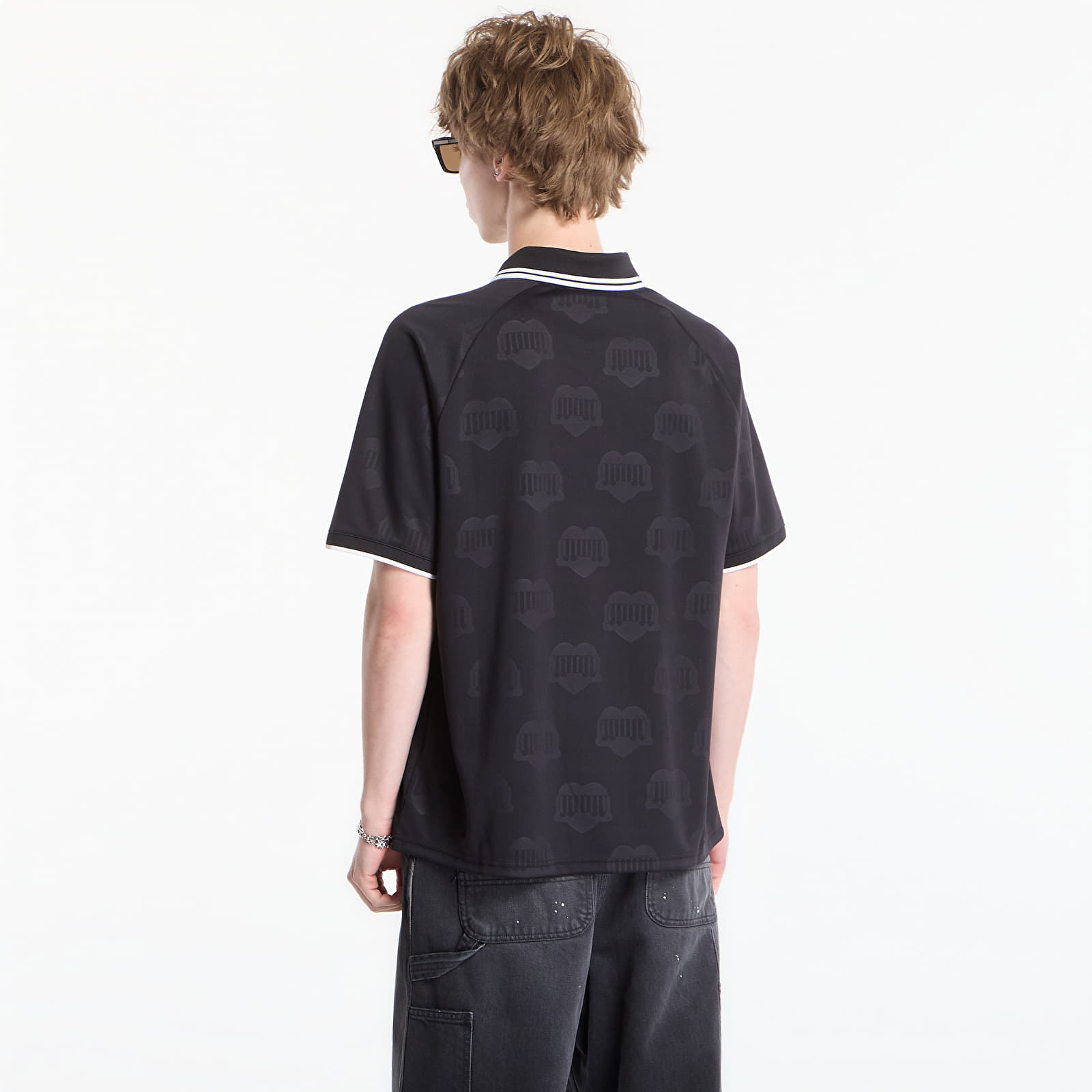 T-shirts för män Carhartt WIP S/S Terrace Football T-Shirt UNISEX Heart Train Jacquard, Black