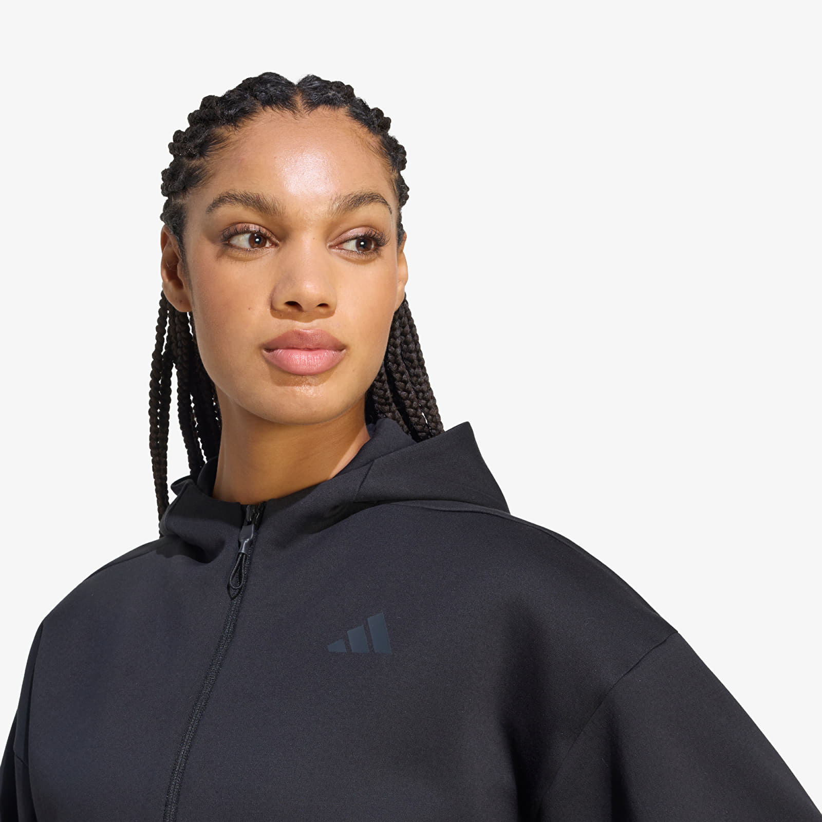 Moletons e blusas de moletom adidas Z.N.E. Cropped Full Zip Sweatshirt Black