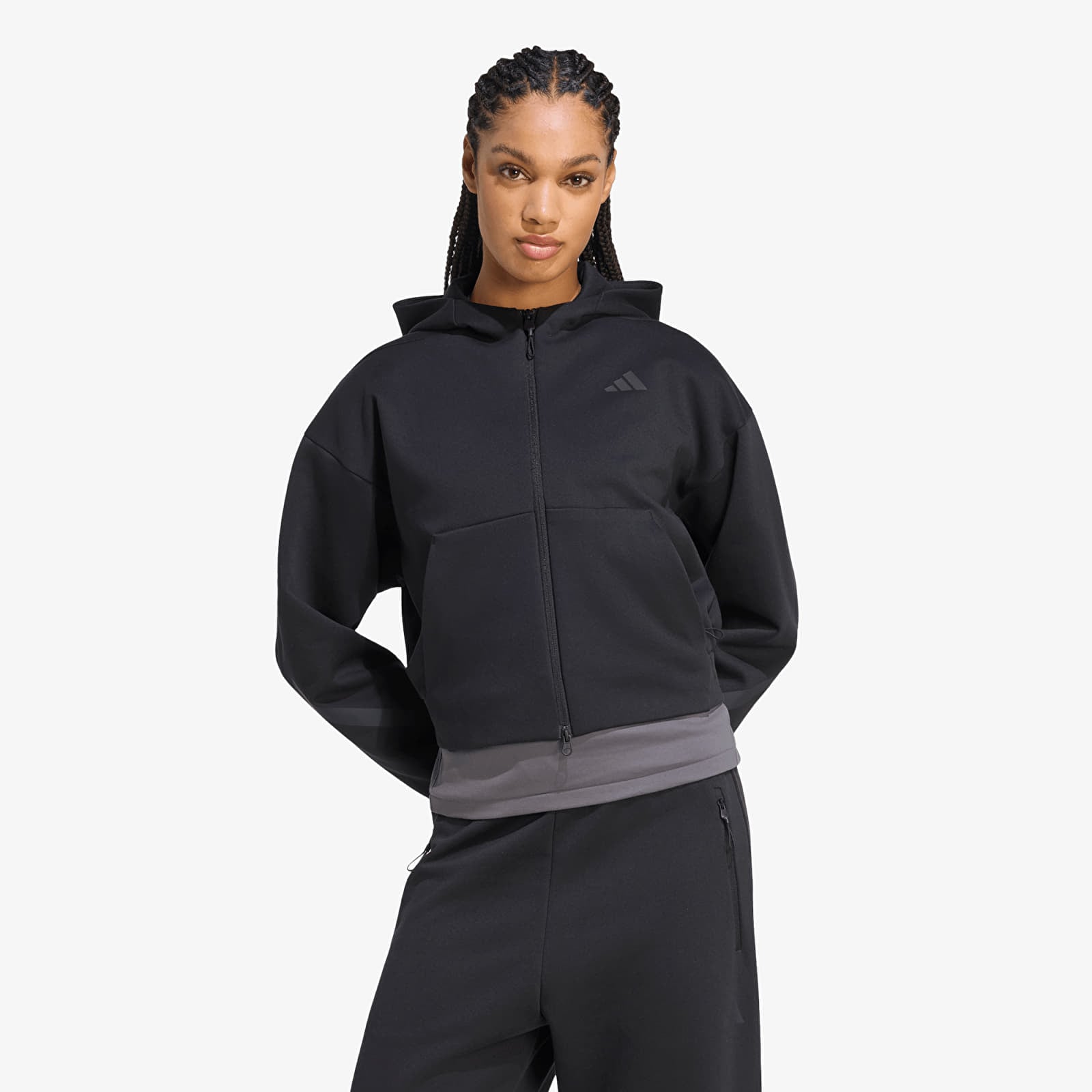 Moletons e blusas de moletom adidas Z.N.E. Cropped Full Zip Sweatshirt Black