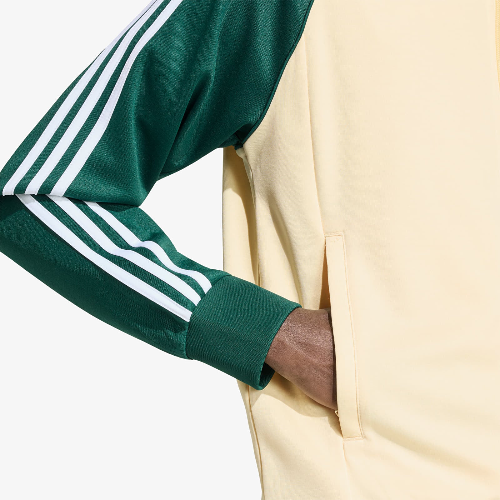 Hoodies voor heren adidas Sst Track Top Warm Vanilla/ Collegiate Green