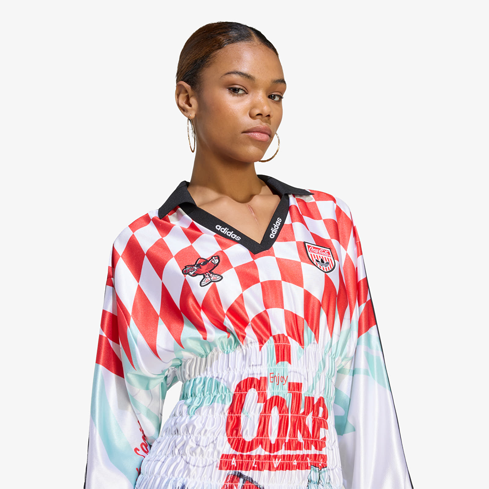 Sieviešu krekliņi adidas x Coca Cola Mash Up Smocked Jersey White/ Multicolor