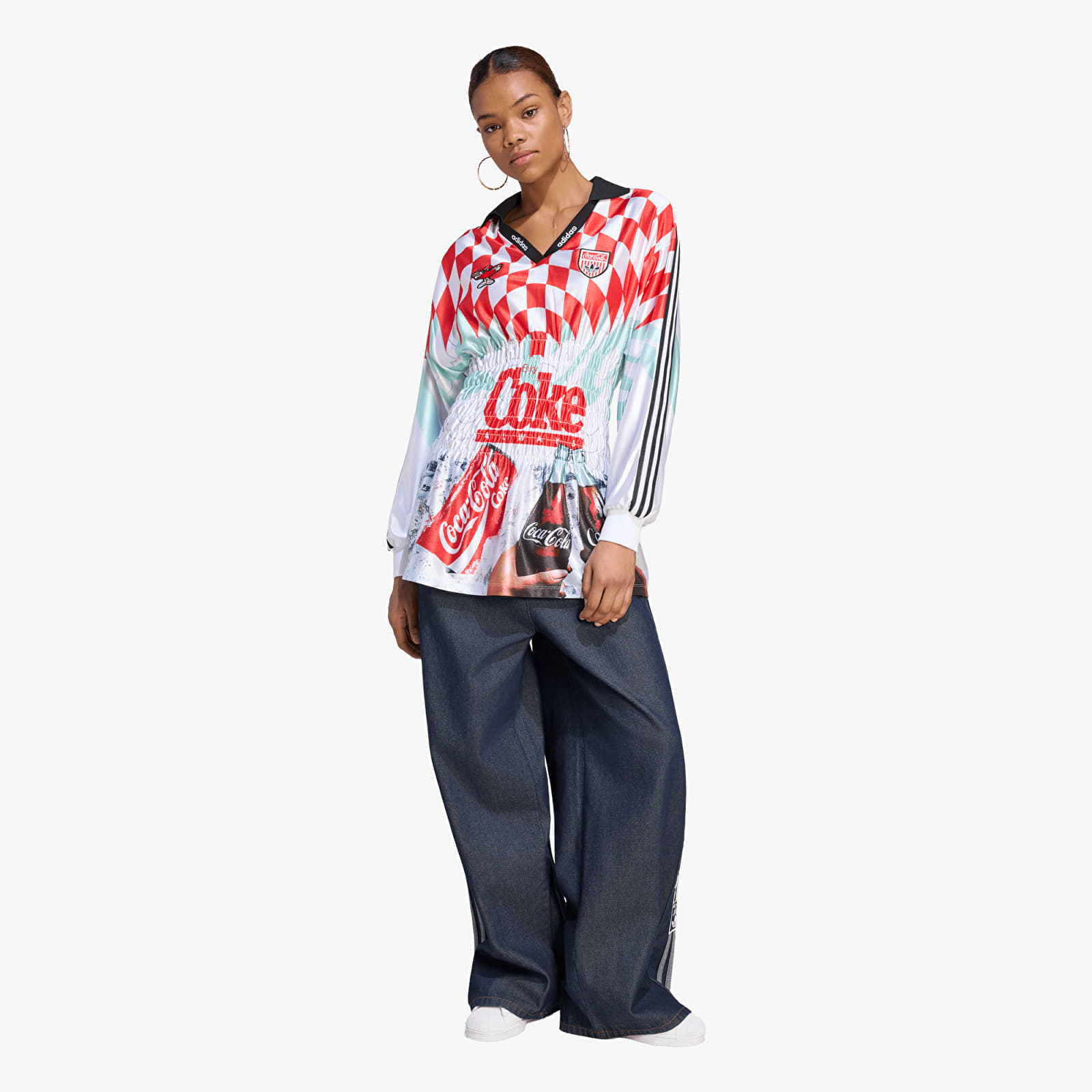 Sieviešu krekliņi adidas x Coca Cola Mash Up Smocked Jersey White/ Multicolor