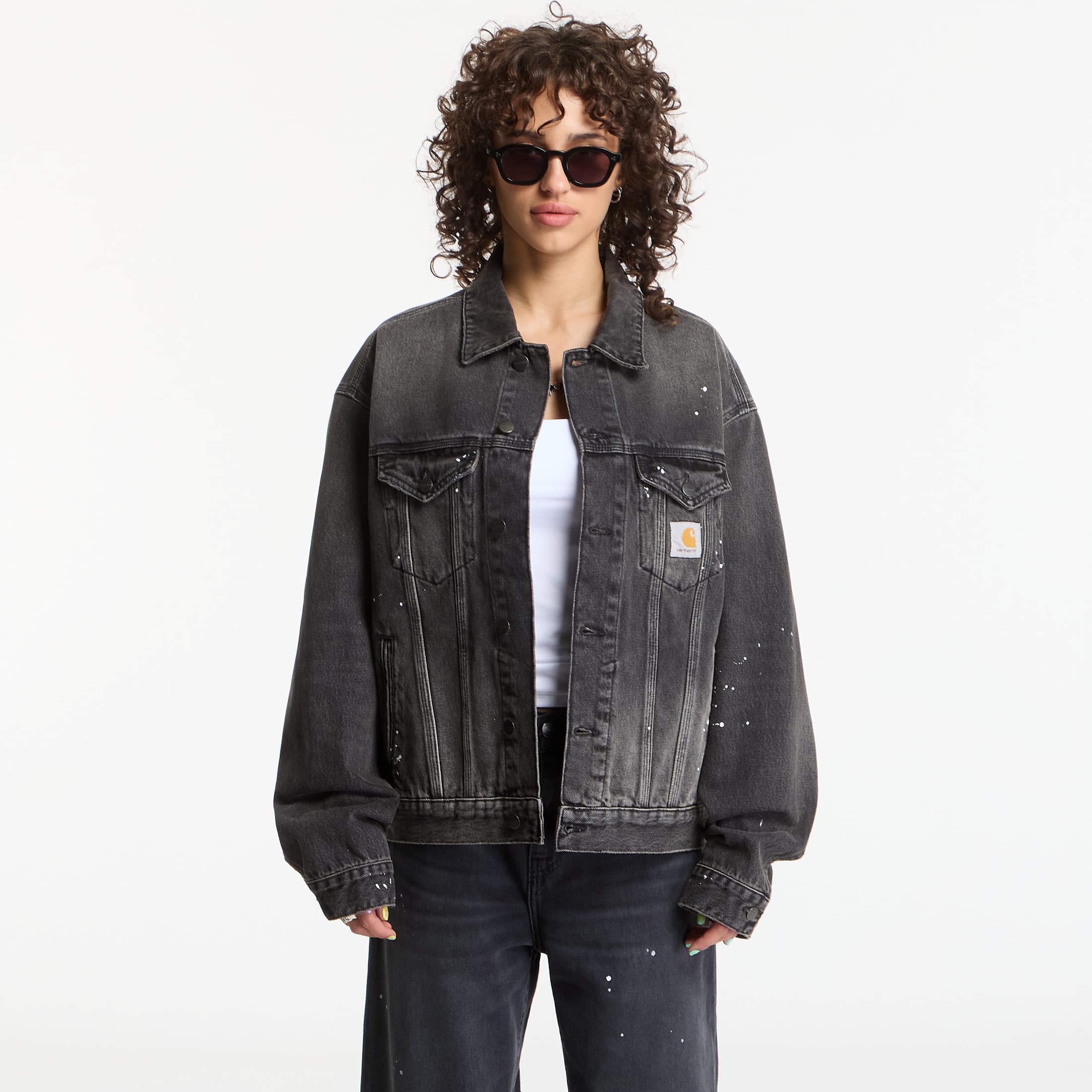 Μπουφάν Carhartt WIP Helston Jacket UNISEX Black Destroy Wash, Splatter S