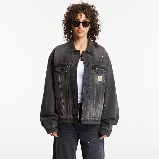 Bunda Carhartt WIP Helston Jacket UNISEX Black Destroy Wash, Splatter