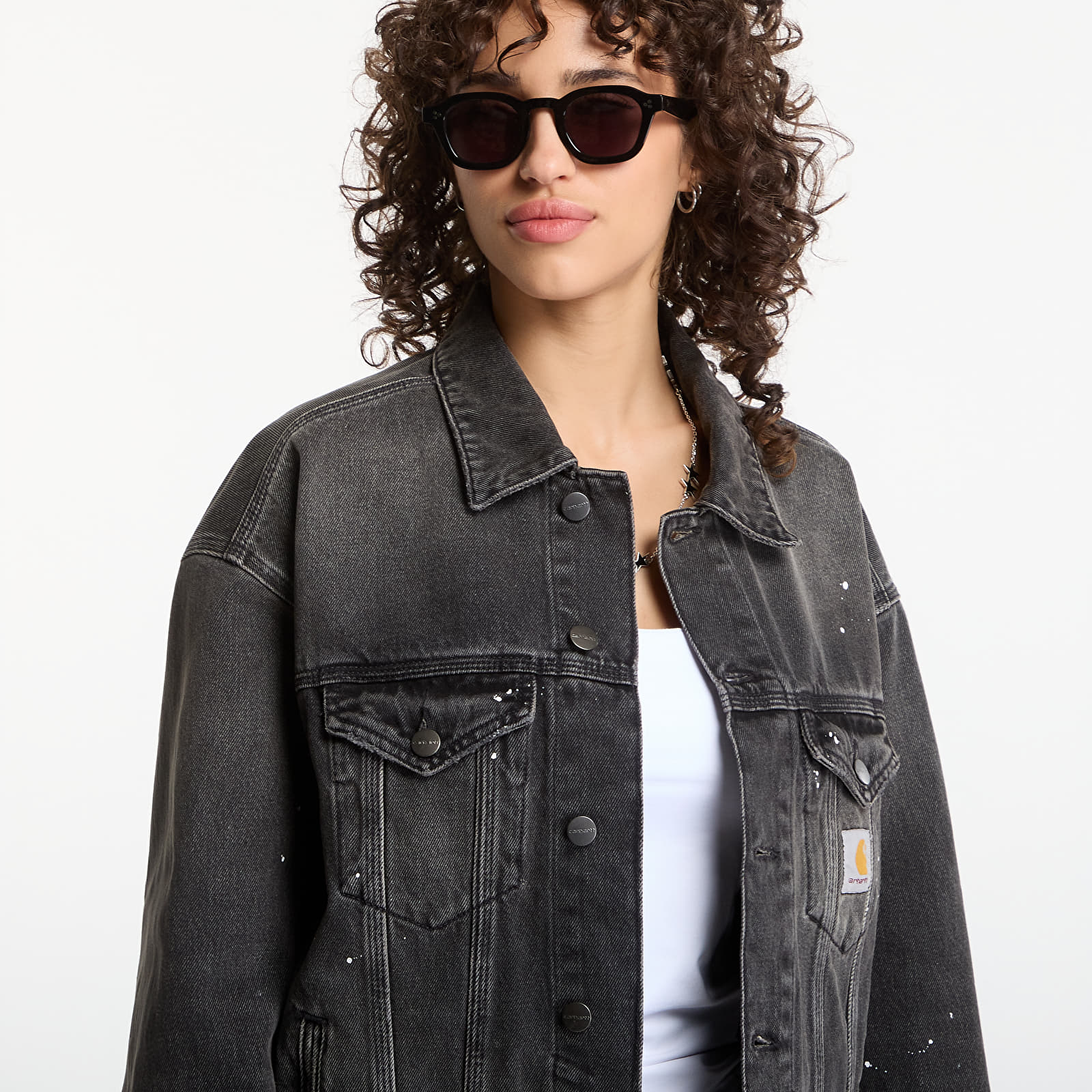 Casacos de homem Carhartt WIP Helston Jacket UNISEX Black Destroy Wash, Splatter