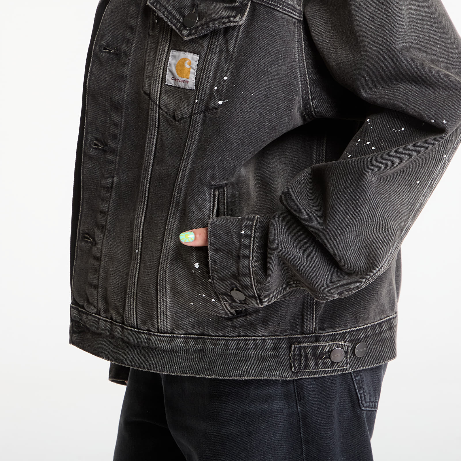 Casacos de homem Carhartt WIP Helston Jacket UNISEX Black Destroy Wash, Splatter