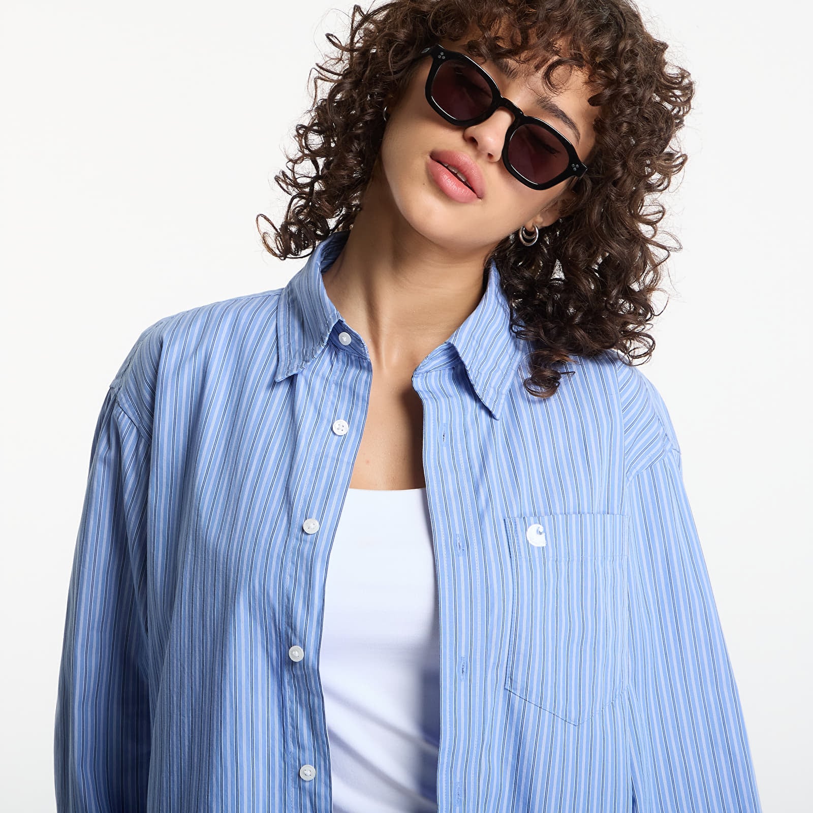 Košile Carhartt WIP L/S Keene Shirt UNISEX Keene Stripe, Curacao
