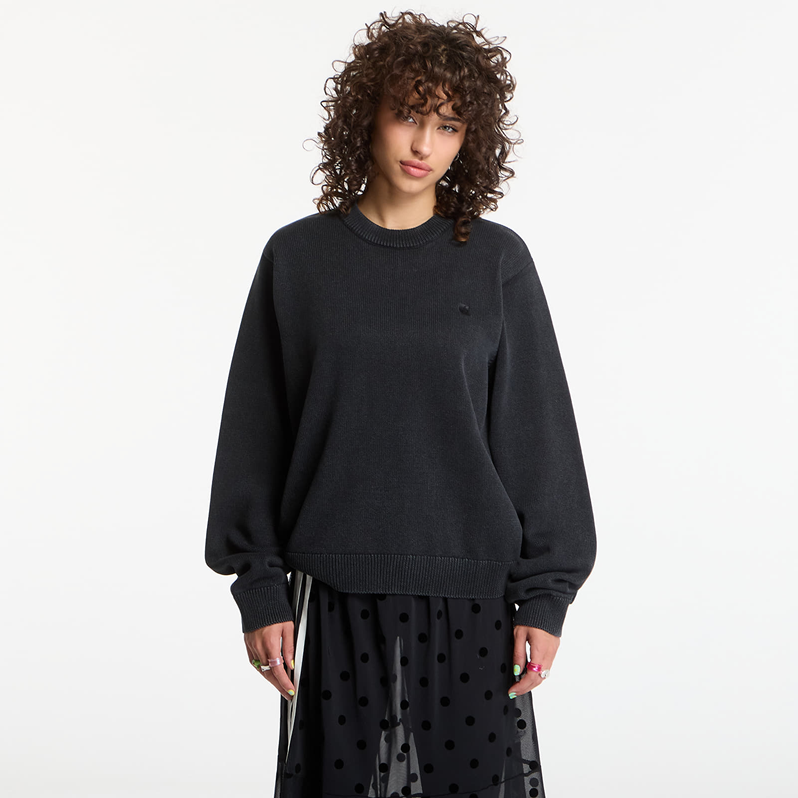 Jerseys para hombre Carhartt WIP Kori Sweater UNISEX Black Garment Dyed