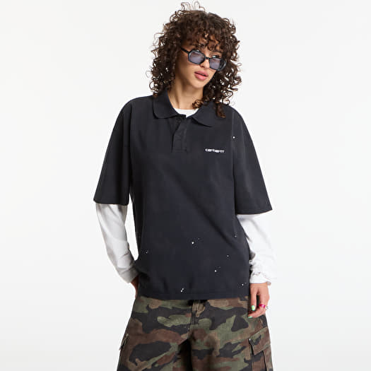Tricou Carhartt WIP S/S Painter Polo UNISEX Black Destroy Wash, Splatter